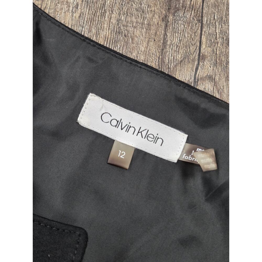 Calvin Klein Women's Mixed-Media Coat Black Duster Cardigan Jacket Size 12 - Picture 3 of 4